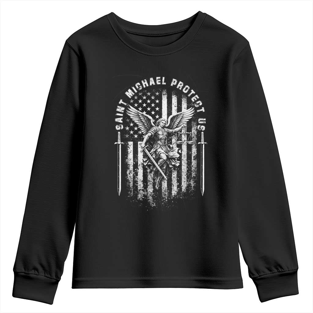 Vintage Saint Michael Archangel Protect Us Prayer Youth Sweatshirt