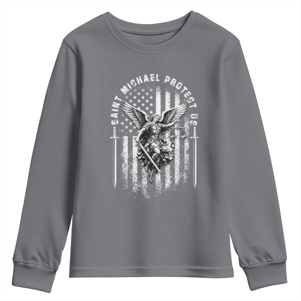 Vintage Saint Michael Archangel Protect Us Prayer Youth Sweatshirt