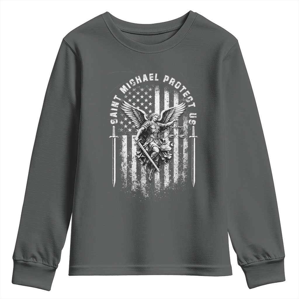 Vintage Saint Michael Archangel Protect Us Prayer Youth Sweatshirt