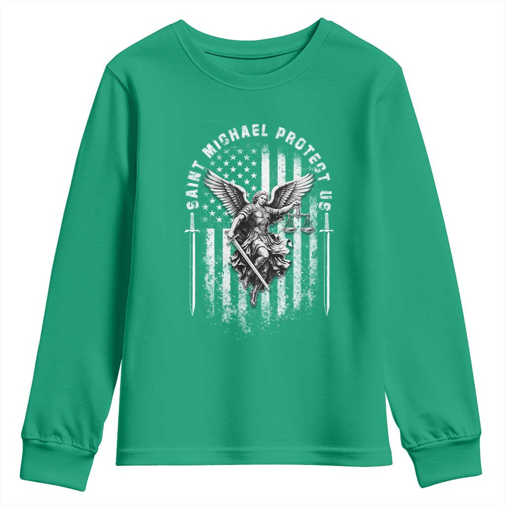 Vintage Saint Michael Archangel Protect Us Prayer Youth Sweatshirt