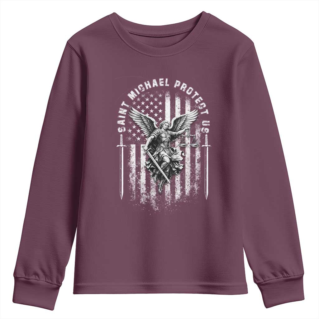 Vintage Saint Michael Archangel Protect Us Prayer Youth Sweatshirt