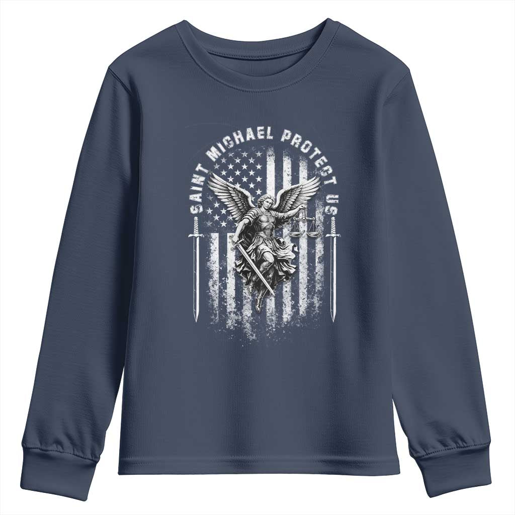 Vintage Saint Michael Archangel Protect Us Prayer Youth Sweatshirt