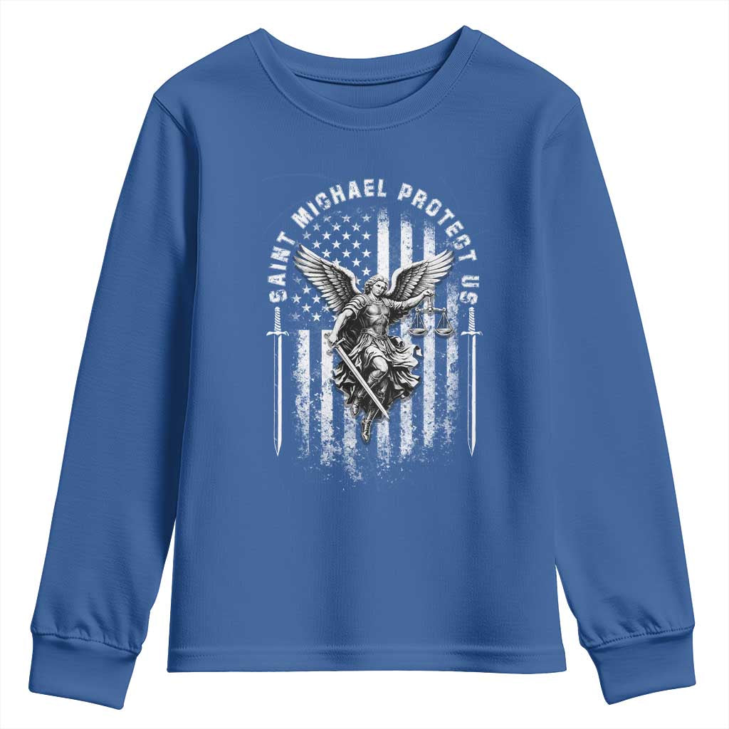 Vintage Saint Michael Archangel Protect Us Prayer Youth Sweatshirt