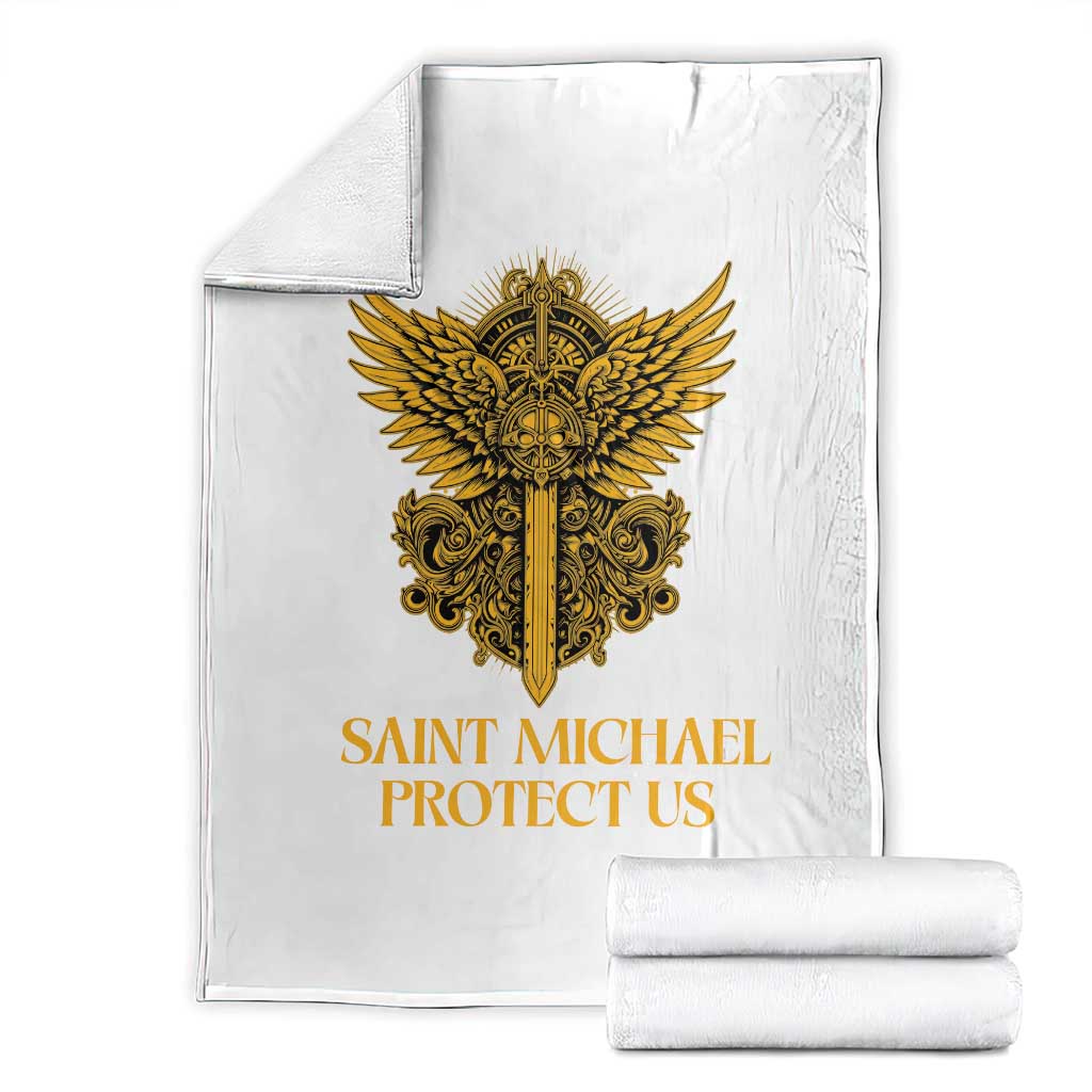 Vintage Catholic Saint Michael Protect Us Throw Blanket Religious Gift