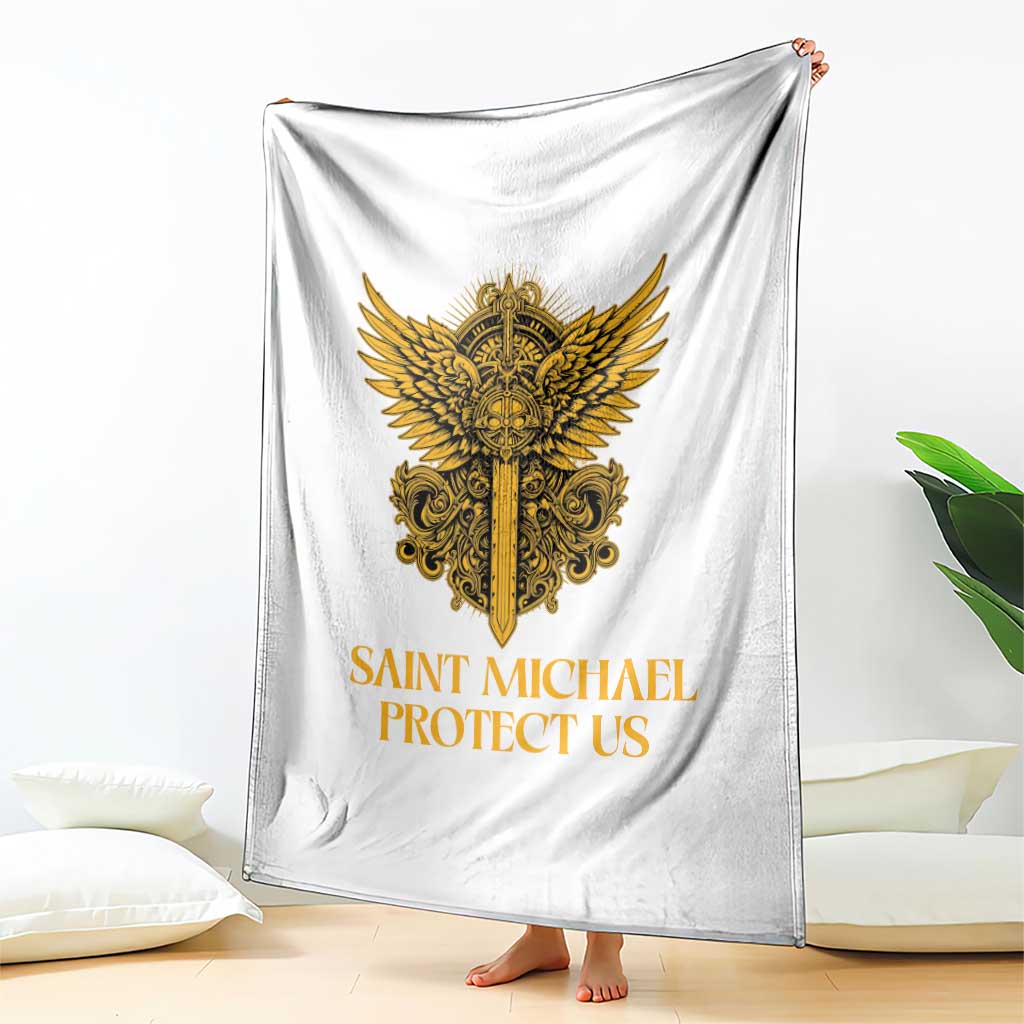 Vintage Catholic Saint Michael Protect Us Throw Blanket Religious Gift