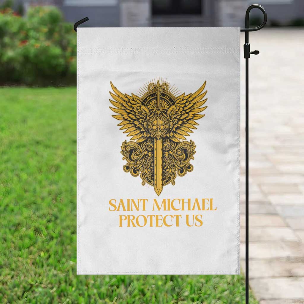 Vintage Catholic Saint Michael Protect Us Garden Flag Religious Gift