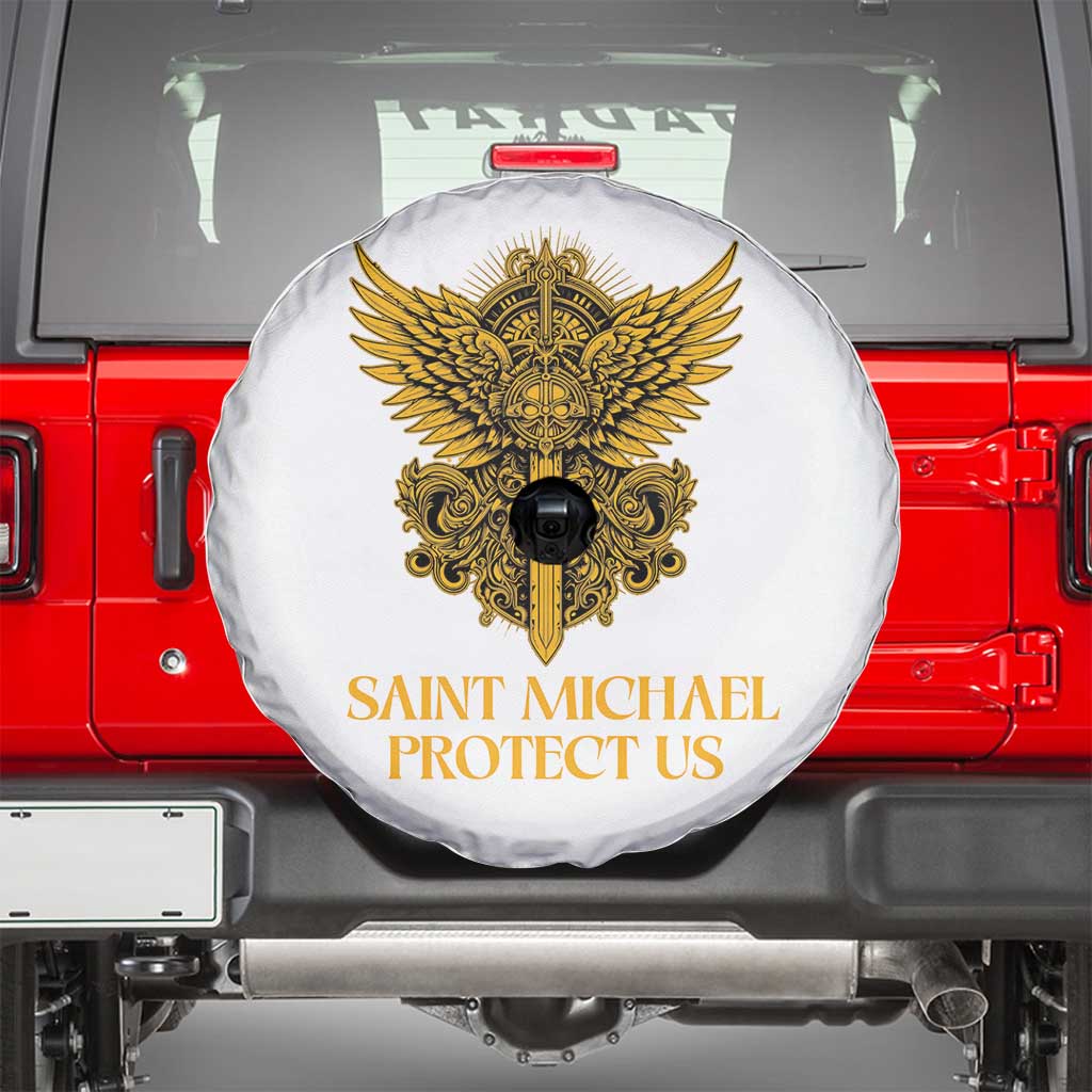 Vintage Catholic Saint Michael Protect Us Spare Tire Cover Religious Gift