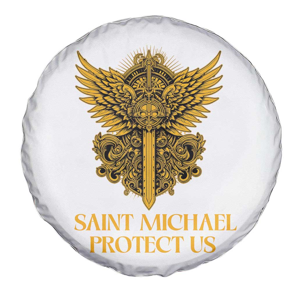 Vintage Catholic Saint Michael Protect Us Spare Tire Cover Religious Gift