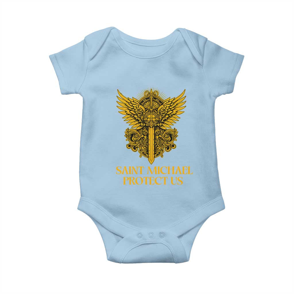 Vintage Catholic Saint Michael Protect Us Baby Onesie Religious Gift