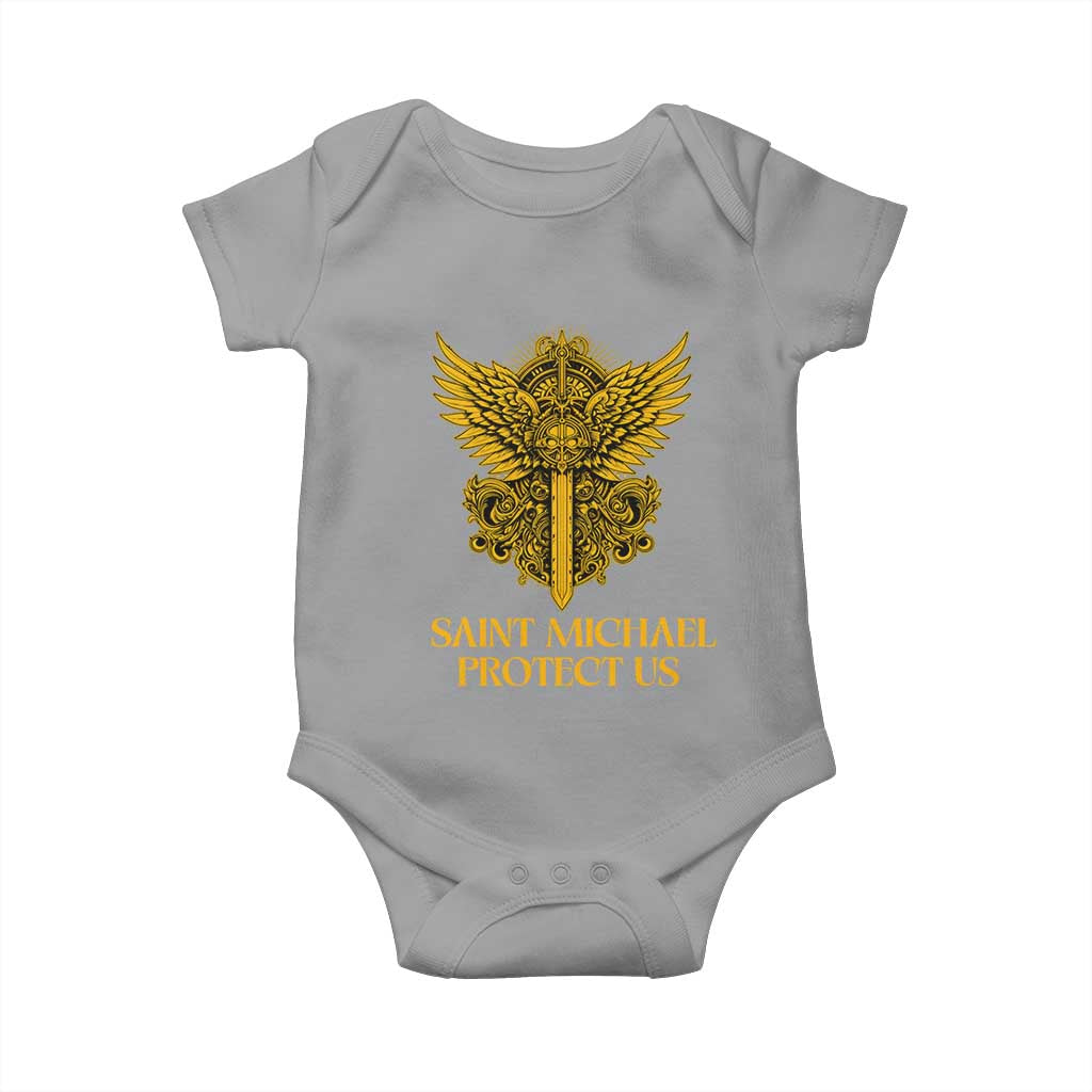 Vintage Catholic Saint Michael Protect Us Baby Onesie Religious Gift