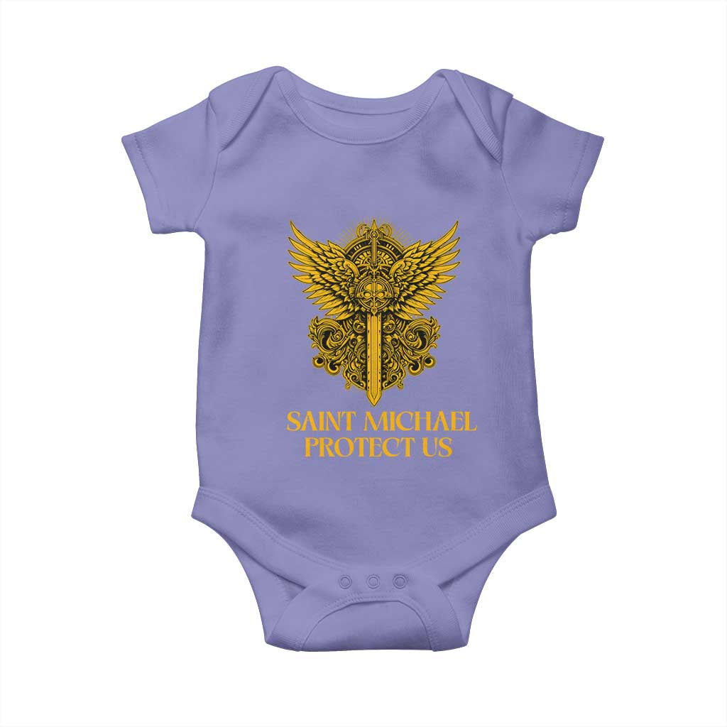 Vintage Catholic Saint Michael Protect Us Baby Onesie Religious Gift