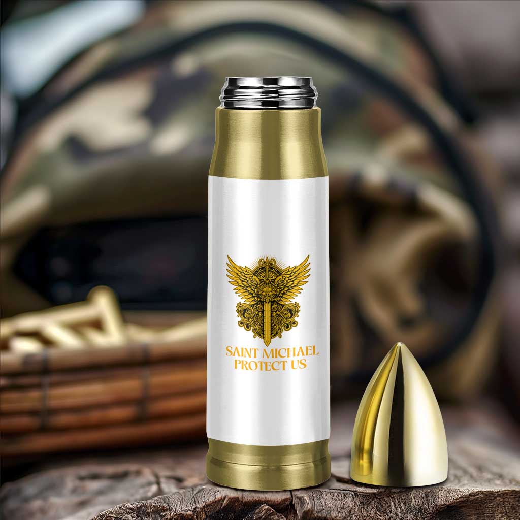 Vintage Catholic Saint Michael Protect Us Bullet Tumbler Religious Gift