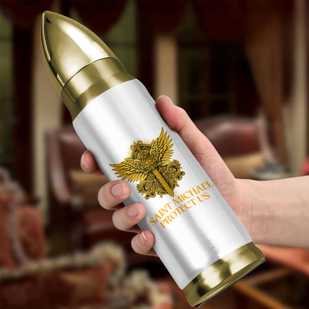 Vintage Catholic Saint Michael Protect Us Bullet Tumbler Religious Gift