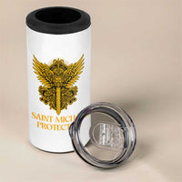 Vintage Catholic Saint Michael Protect Us 4 in 1 Can Cooler Tumbler Religious Gift