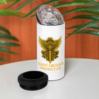 Vintage Catholic Saint Michael Protect Us 4 in 1 Can Cooler Tumbler Religious Gift
