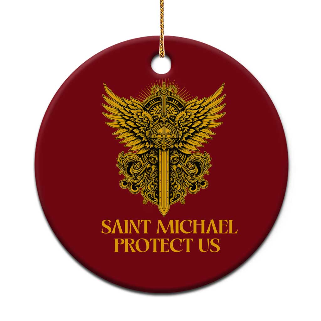 Vintage Catholic Saint Michael Protect Us Ceramic Ornament Religious Gift