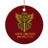 Vintage Catholic Saint Michael Protect Us Ceramic Ornament Religious Gift
