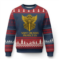 Vintage Catholic Saint Michael Protect Us Ugly Christmas Sweater Religious Gift