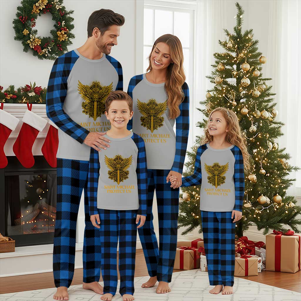 Vintage Catholic Saint Michael Protect Us Plaid Pajama Set Religious Gift