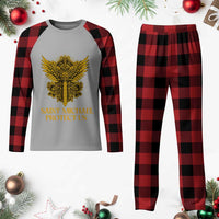 Vintage Catholic Saint Michael Protect Us Plaid Pajama Set Religious Gift