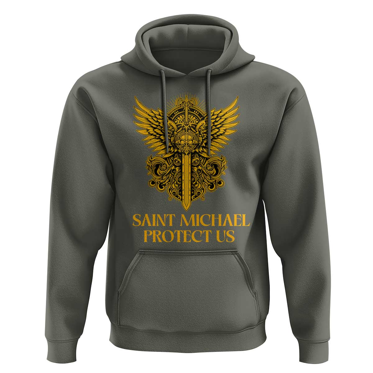 Vintage Catholic Saint Michael Protect Us Hoodie Religious Gift