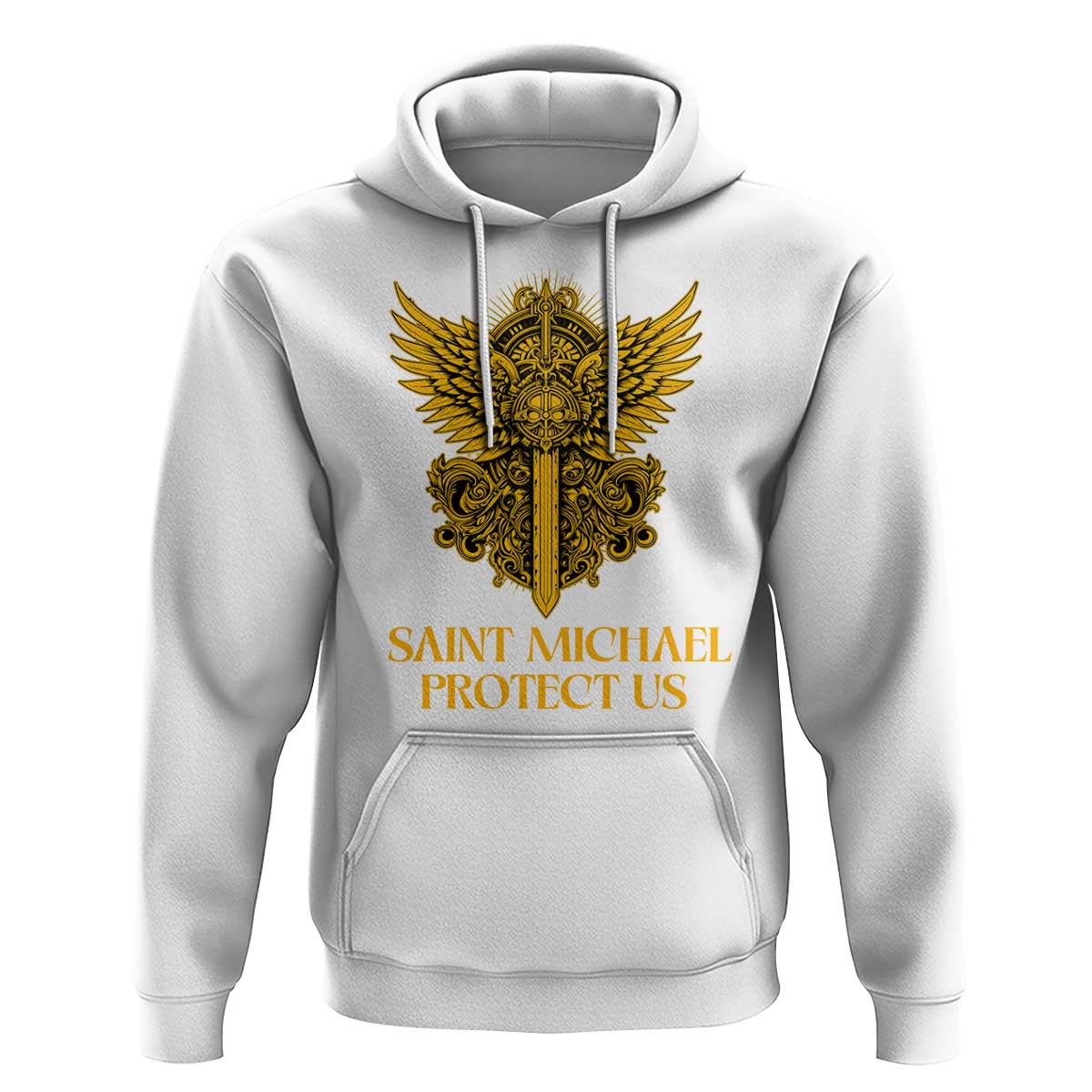 Vintage Catholic Saint Michael Protect Us Hoodie Religious Gift