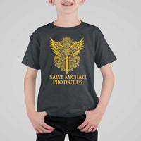 Vintage Catholic Saint Michael Protect Us T Shirt For Kid Religious Gift