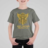 Vintage Catholic Saint Michael Protect Us T Shirt For Kid Religious Gift