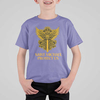 Vintage Catholic Saint Michael Protect Us T Shirt For Kid Religious Gift
