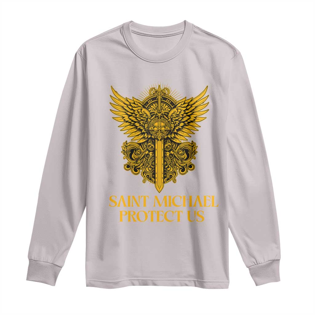 Vintage Catholic Saint Michael Protect Us Long Sleeve Shirt Religious Gift