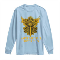 Vintage Catholic Saint Michael Protect Us Long Sleeve Shirt Religious Gift