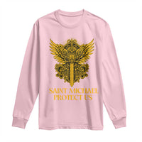 Vintage Catholic Saint Michael Protect Us Long Sleeve Shirt Religious Gift