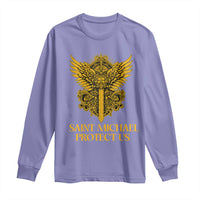 Vintage Catholic Saint Michael Protect Us Long Sleeve Shirt Religious Gift