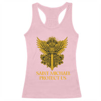 Vintage Catholic Saint Michael Protect Us Racerback Tank Top Religious Gift