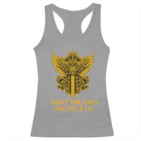 Vintage Catholic Saint Michael Protect Us Racerback Tank Top Religious Gift