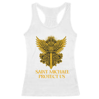 Vintage Catholic Saint Michael Protect Us Racerback Tank Top Religious Gift