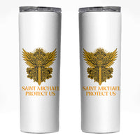 Vintage Catholic Saint Michael Protect Us Skinny Tumbler Religious Gift