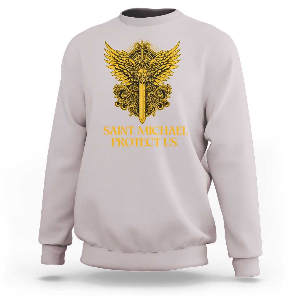 Vintage Catholic Saint Michael Protect Us Sweatshirt Religious Gift