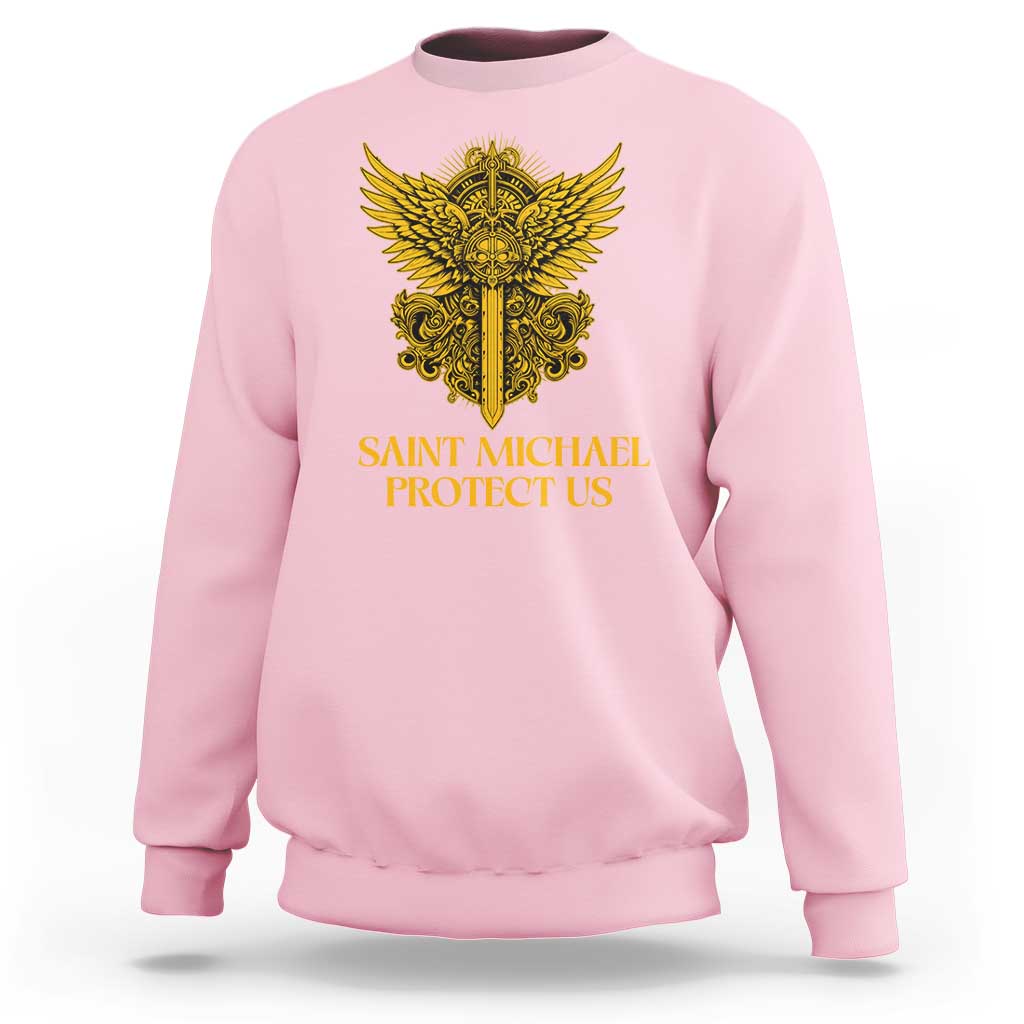 Vintage Catholic Saint Michael Protect Us Sweatshirt Religious Gift