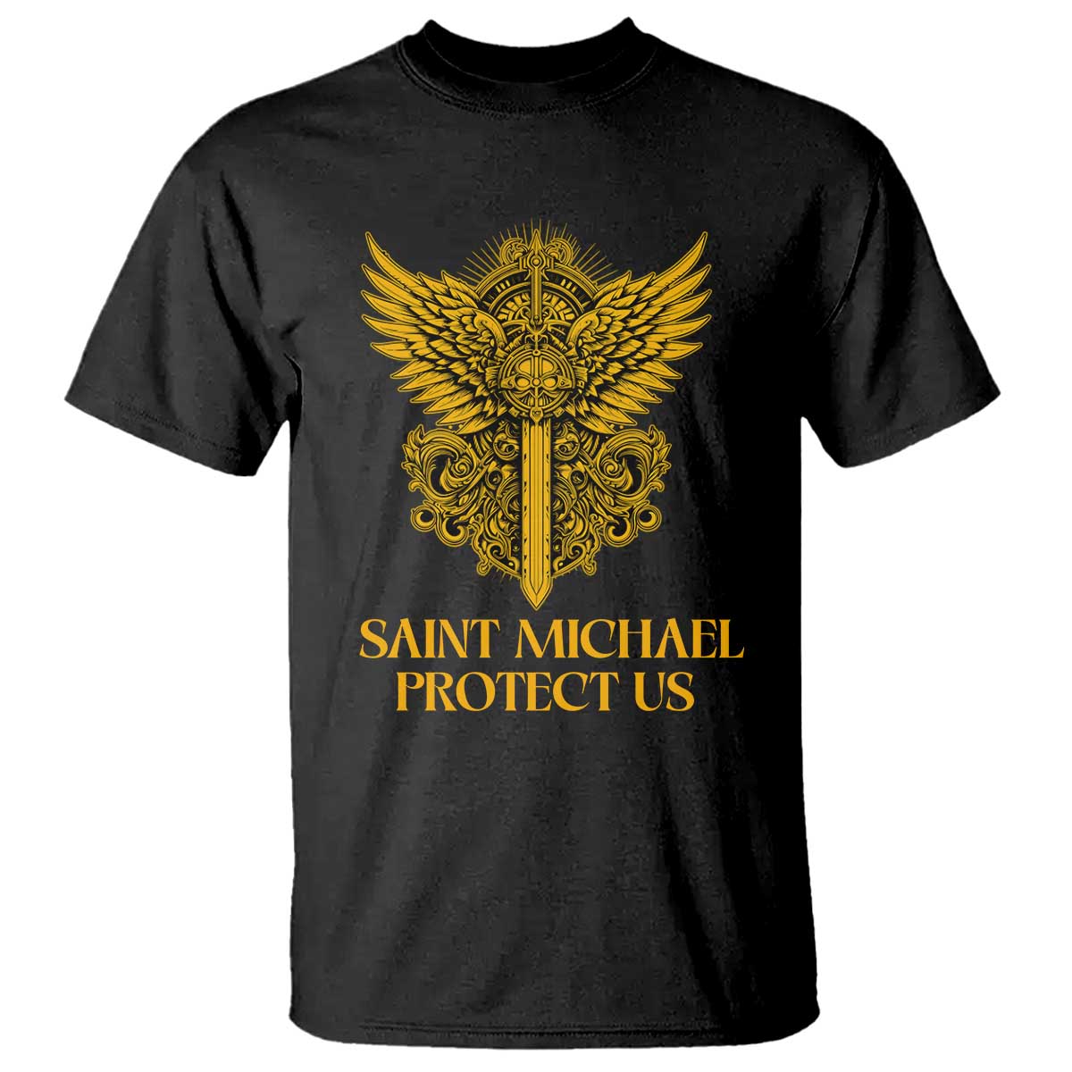 Vintage Catholic Saint Michael Protect Us T Shirt Religious Gift