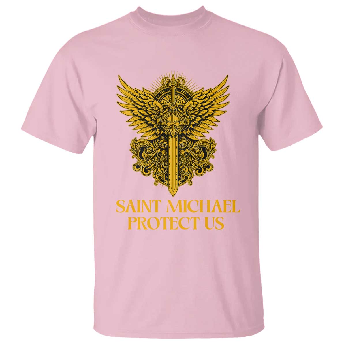 Vintage Catholic Saint Michael Protect Us T Shirt Religious Gift