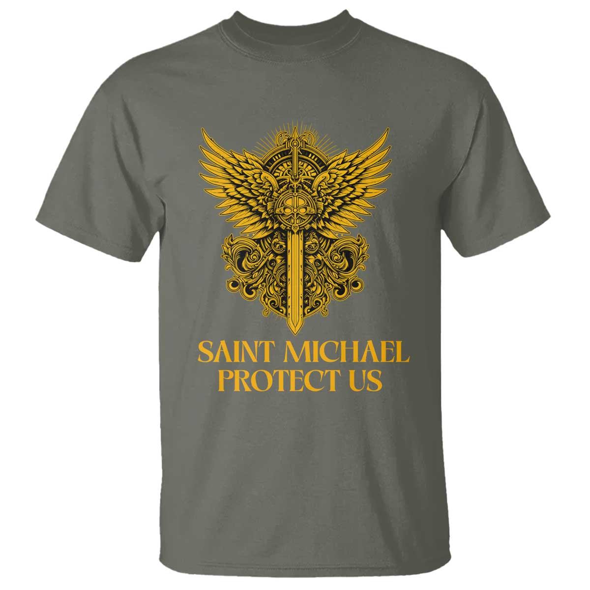 Vintage Catholic Saint Michael Protect Us T Shirt Religious Gift