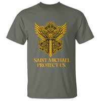 Vintage Catholic Saint Michael Protect Us T Shirt Religious Gift