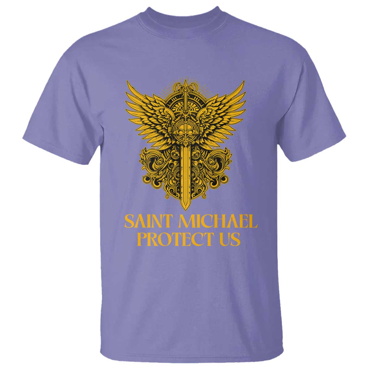 Vintage Catholic Saint Michael Protect Us T Shirt Religious Gift