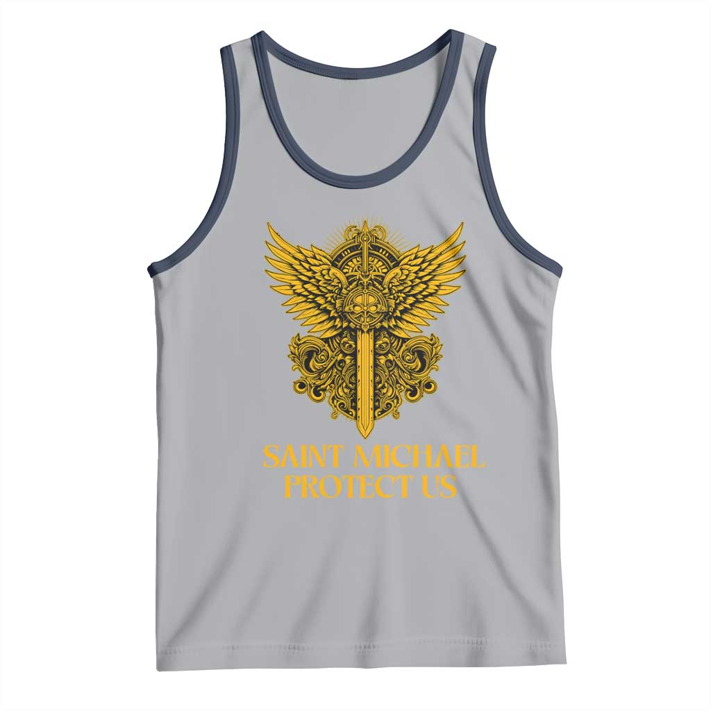 Vintage Catholic Saint Michael Protect Us Tank Top Religious Gift