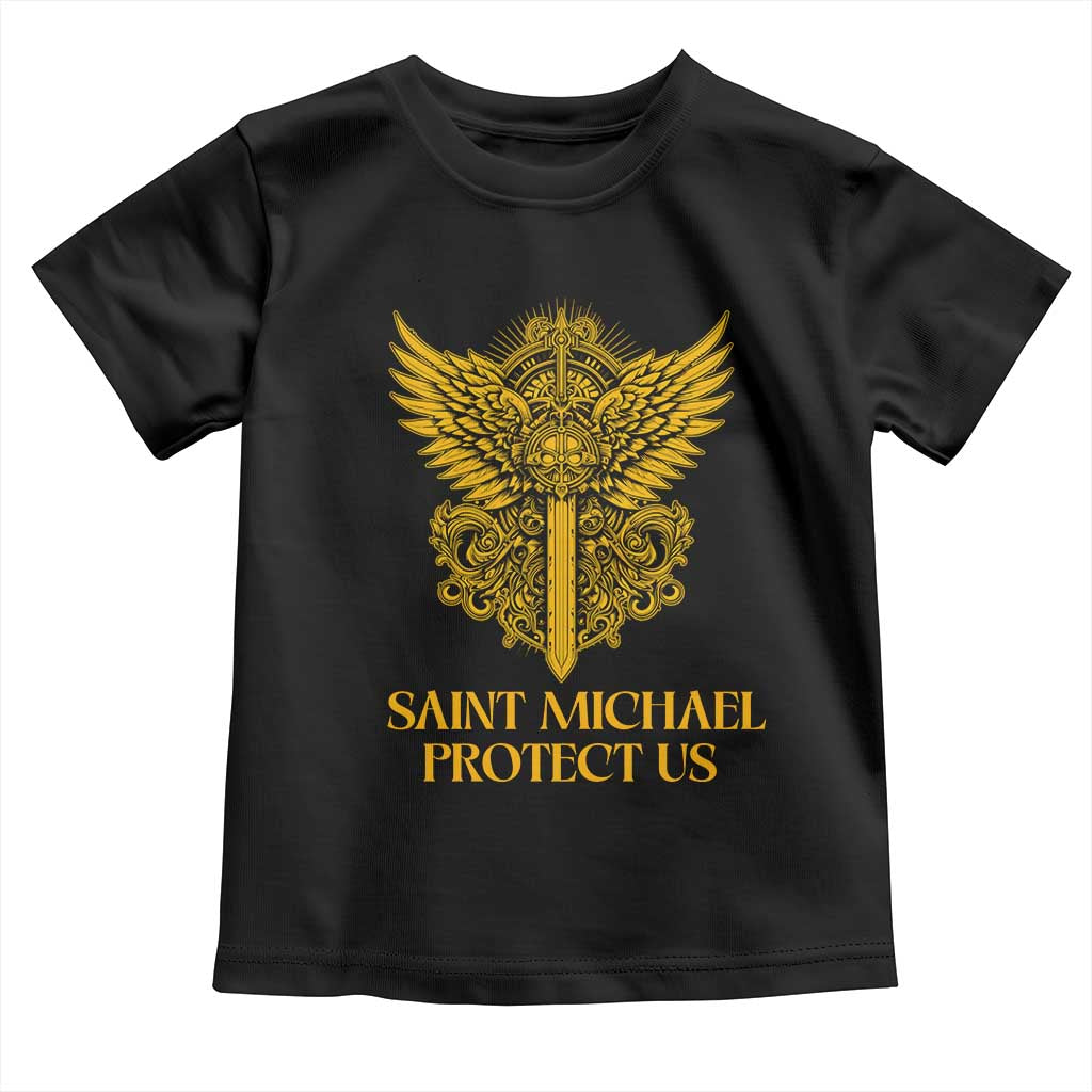 Vintage Catholic Saint Michael Protect Us Toddler T Shirt Religious Gift