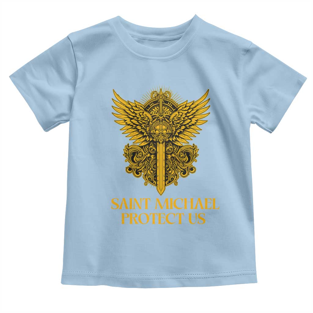 Vintage Catholic Saint Michael Protect Us Toddler T Shirt Religious Gift