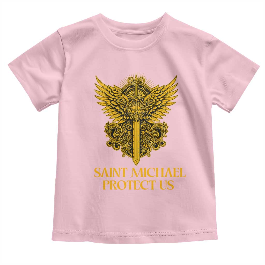 Vintage Catholic Saint Michael Protect Us Toddler T Shirt Religious Gift