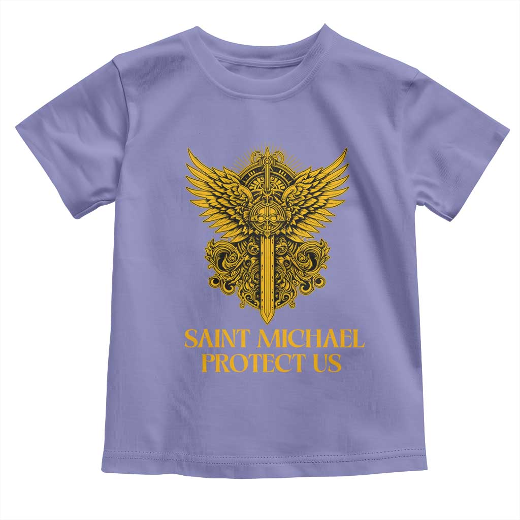 Vintage Catholic Saint Michael Protect Us Toddler T Shirt Religious Gift