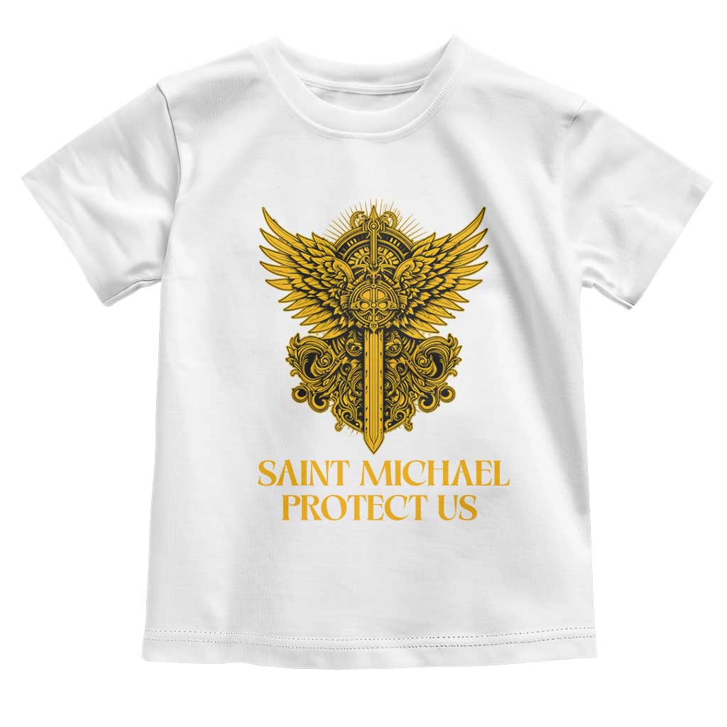 Vintage Catholic Saint Michael Protect Us Toddler T Shirt Religious Gift
